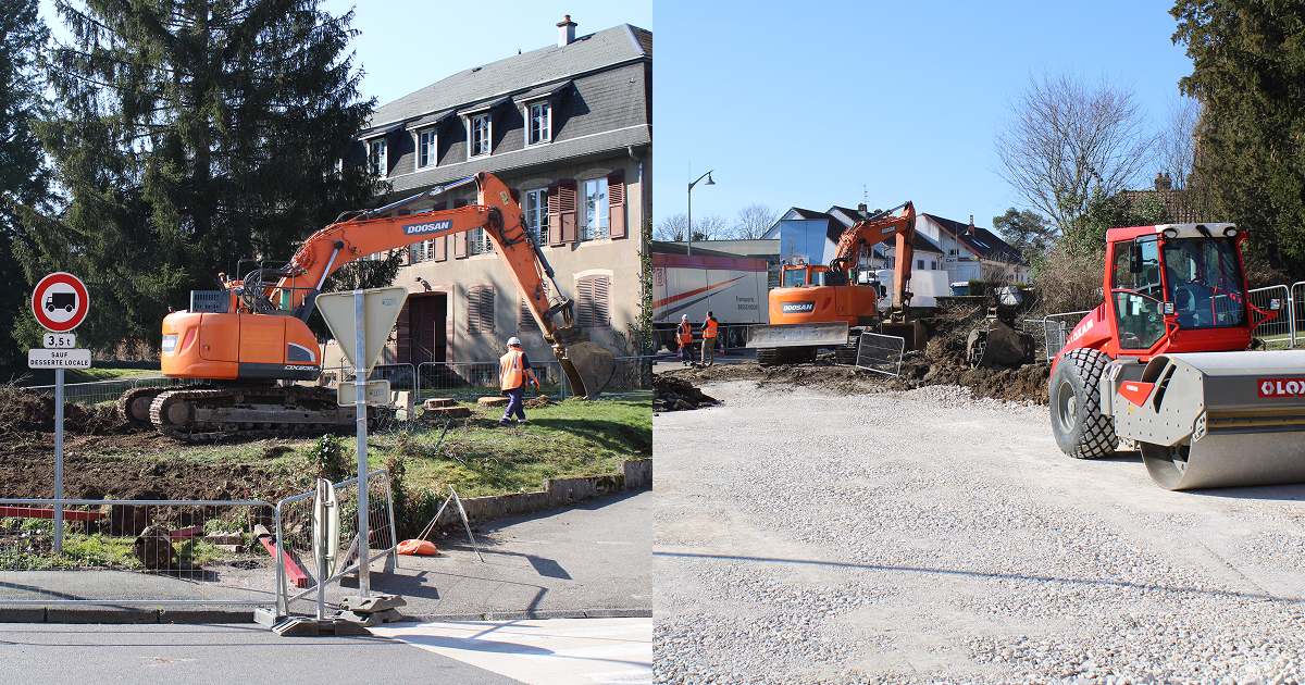 Photos travaux giratoire Bavilliers