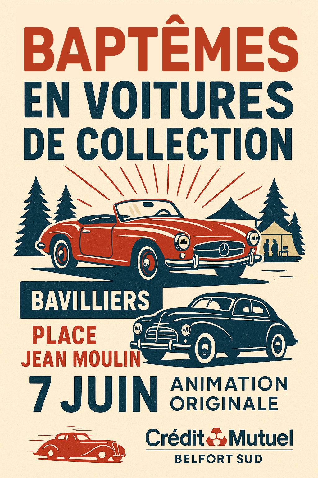 Affiche Baptêmes en voitures de collection
